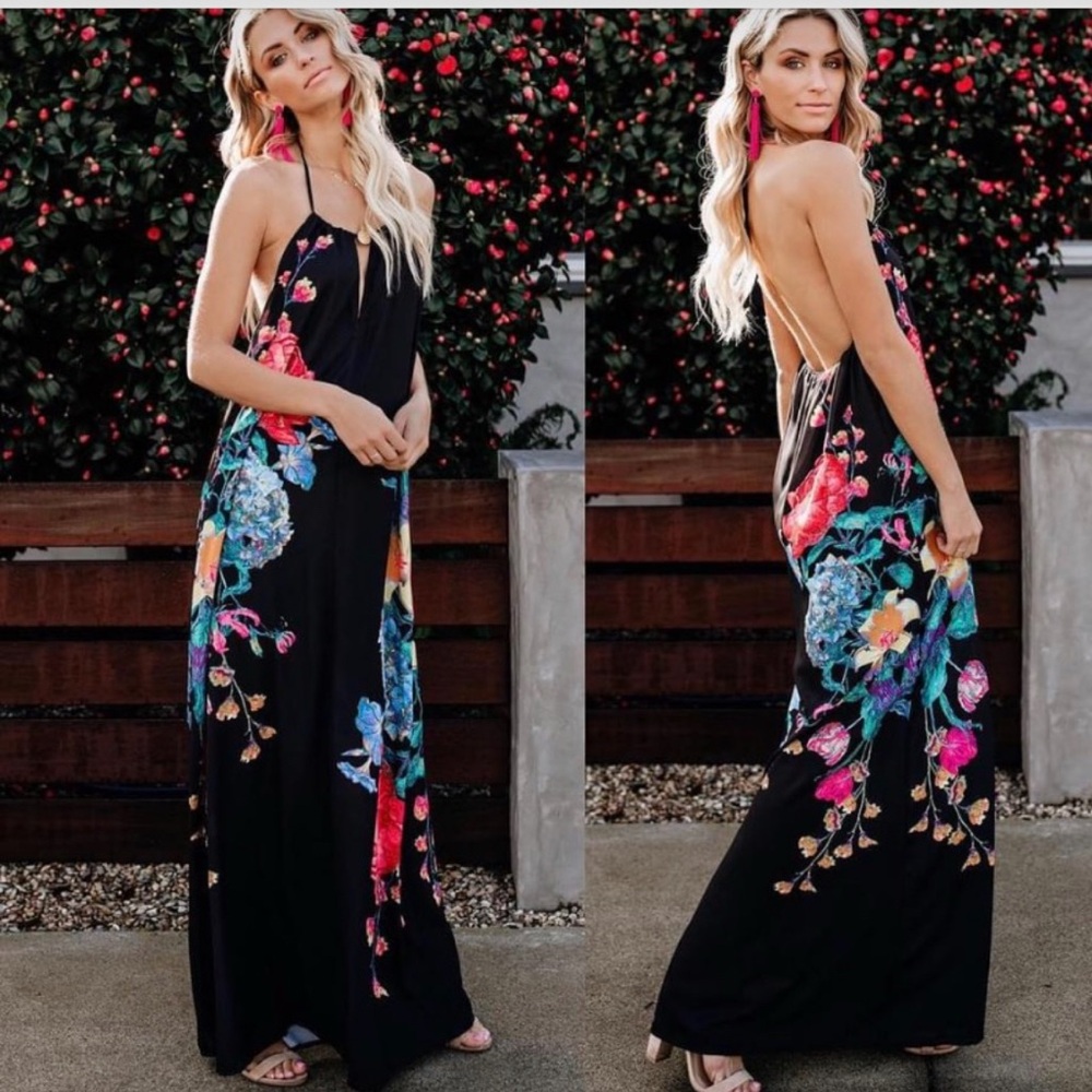 Flying Tomato Garden Variety Floral Halter Maxi Dress from VICI Collection